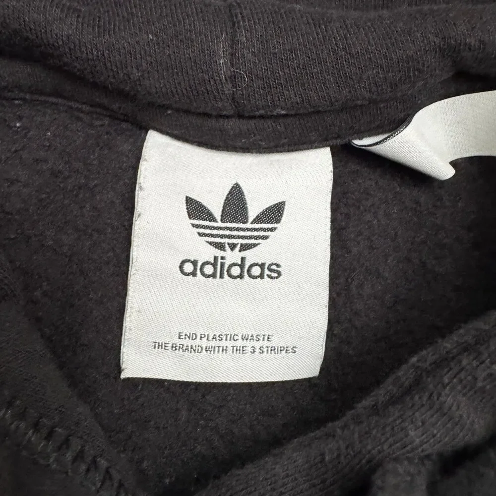 Adidas Originals Stacked Trefoil Graphic Pullover Hoodie Sweatshirt Men XL Black